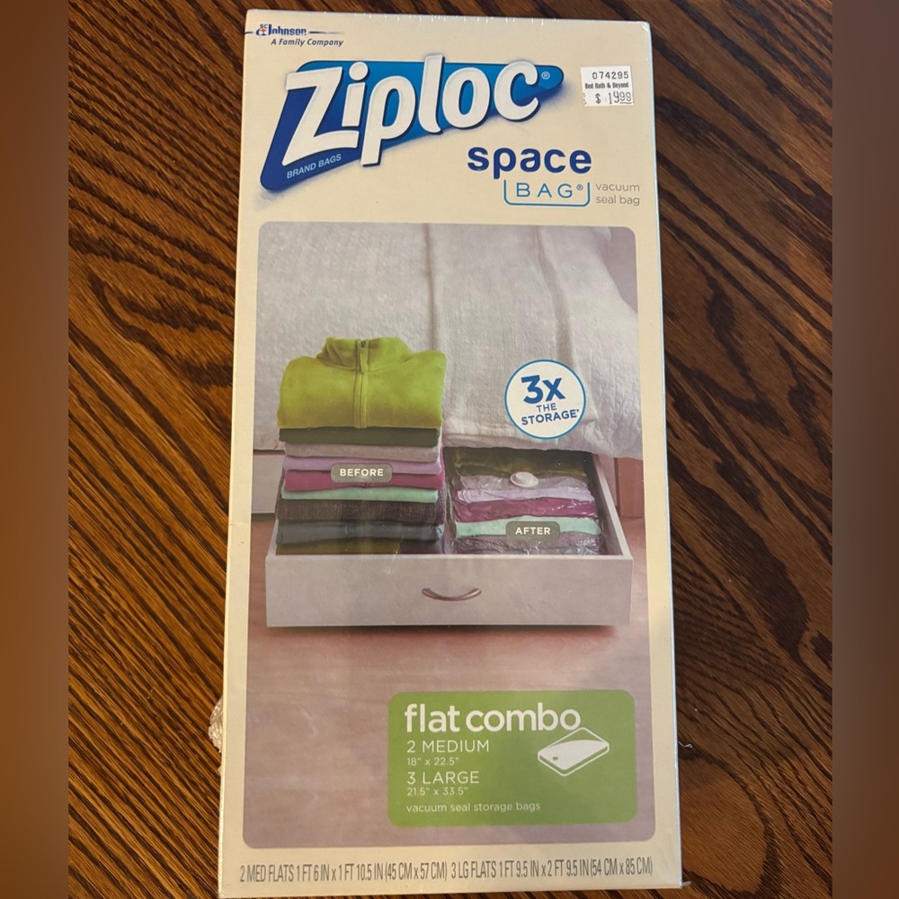 New Ziploc Space Bag 5 Pack Storage Vacuum Seal Flat Combo 2 Medium 3 Large